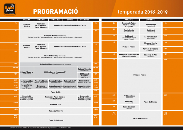 Graella programació 2018-19
