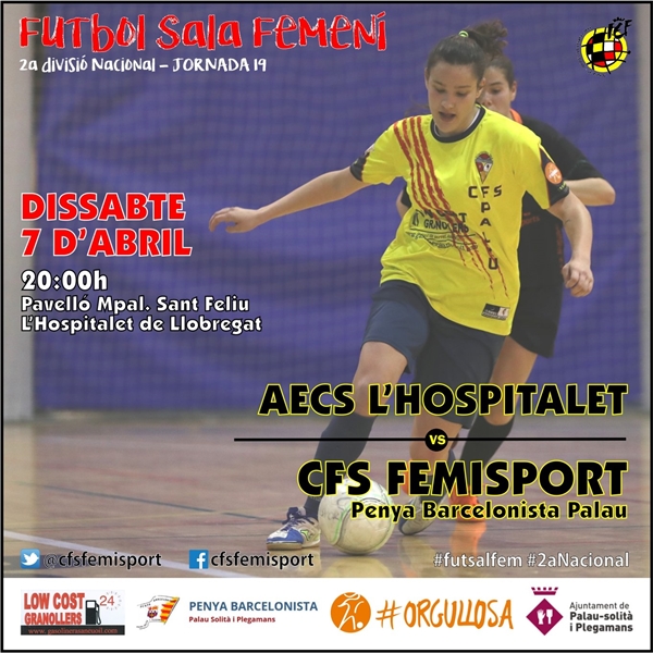 Cartell partit Femisport Palau 7 abril 2018