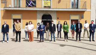 Regidors amb el president Aragonès 30 maig 2021 plaça Vila ret.jpg